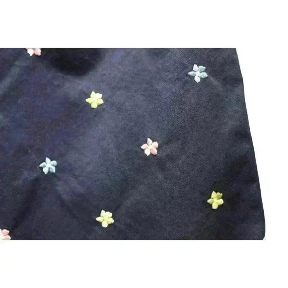 High Waisted A-Line Below Knee Skirt Size 10 Navy Multicolor Embroidered Floral - Picture 7 of 12